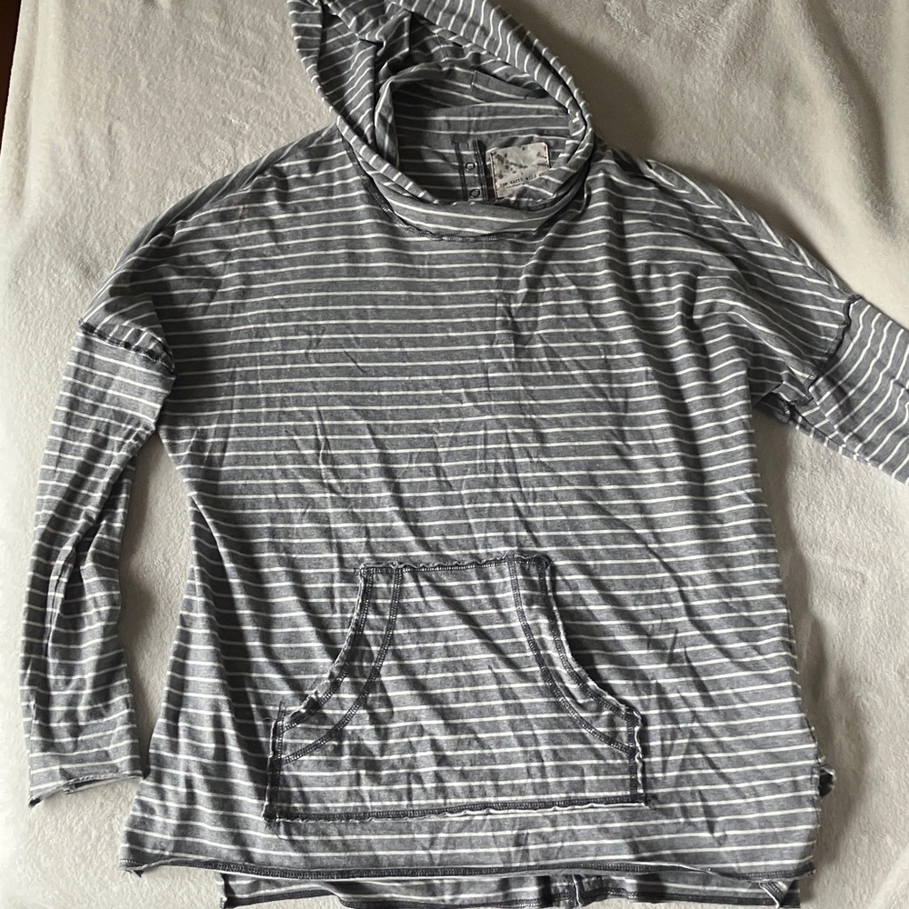 Casual Gray Striped Women's Hoodie